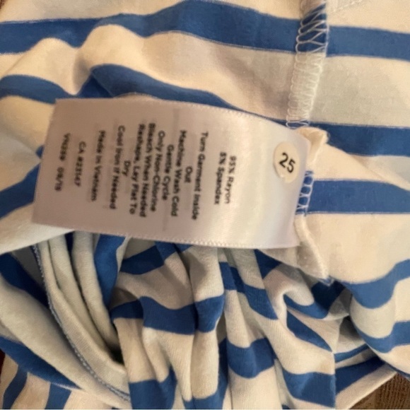NWT TALBOTS Blue and White Asymmetrical Striped Top Shirt - Picture 5 of 5